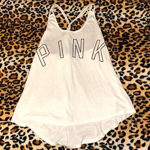 PINK Victoria’s Secret White and Black Halter Style Tank Top